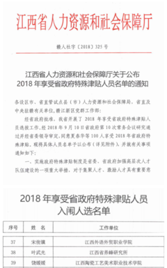 江西外語外貿職業(yè)學院宋俊驥教授入選2018年享受省政府特殊津貼專家